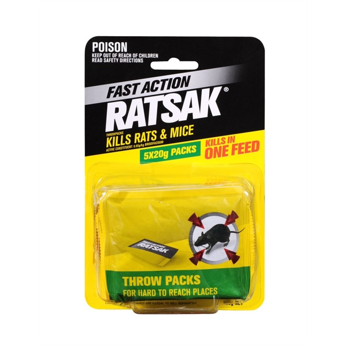 Ratsak Fast Action Trow Packs 5x20g