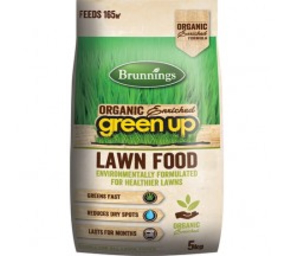 Brunnings Organic Enriched Green Up Lawn Food 5kg