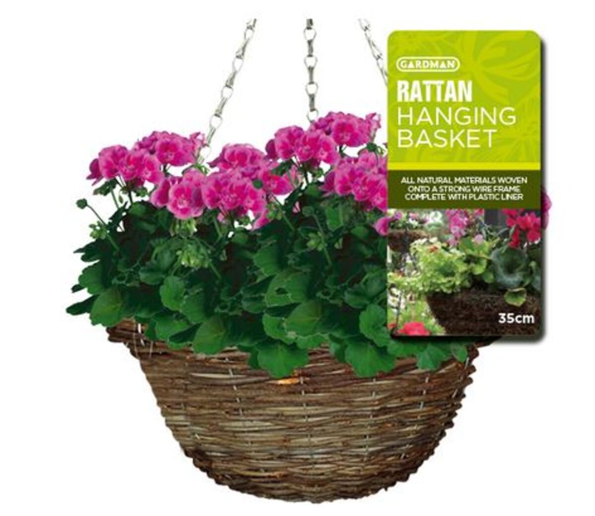 Gardman Rattan Hanging Basket 35cm