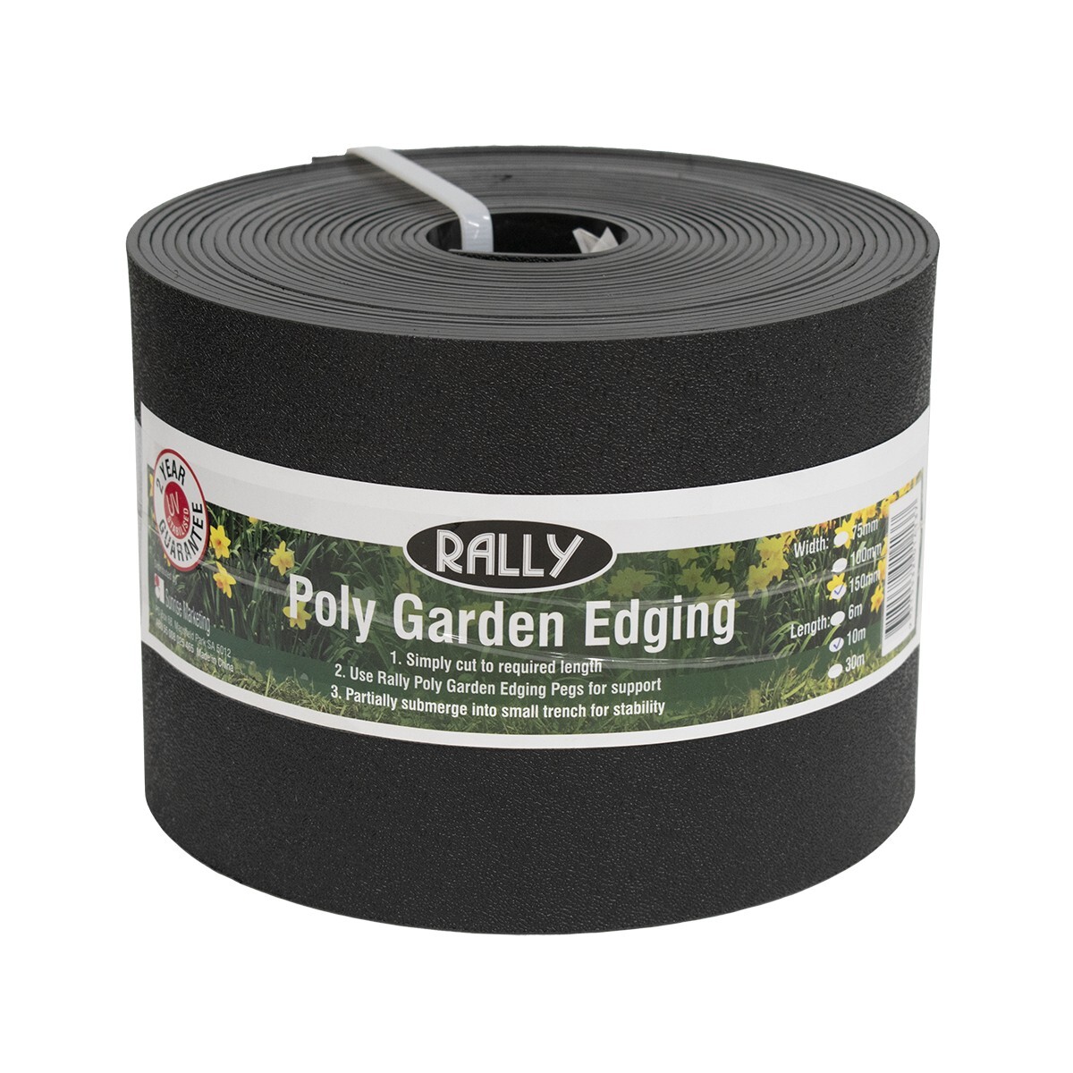 Rally Plastic Garden Edging - Black - 150mm x 10m