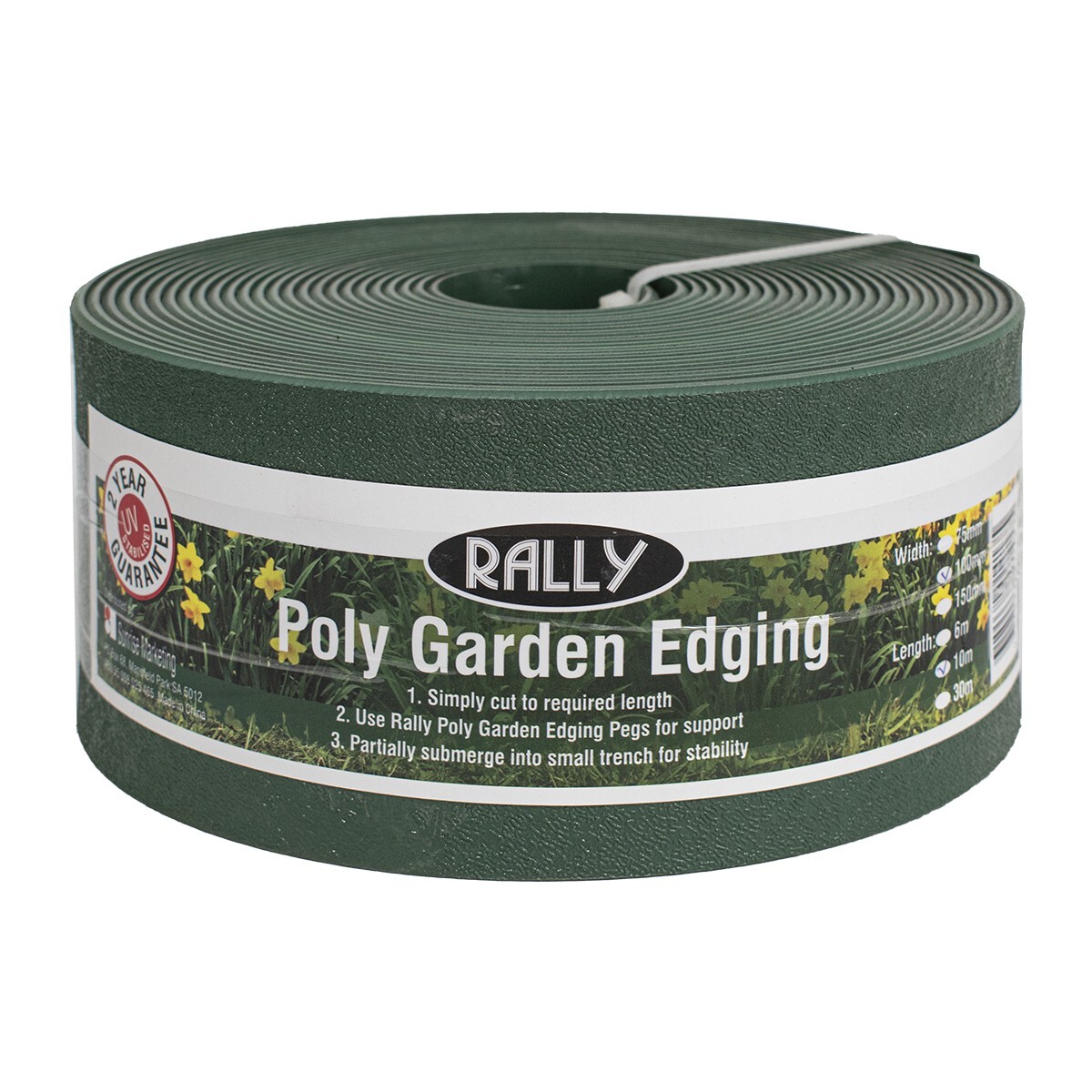 Rally Plastic Garden Edging - Green - 100mm x 10m