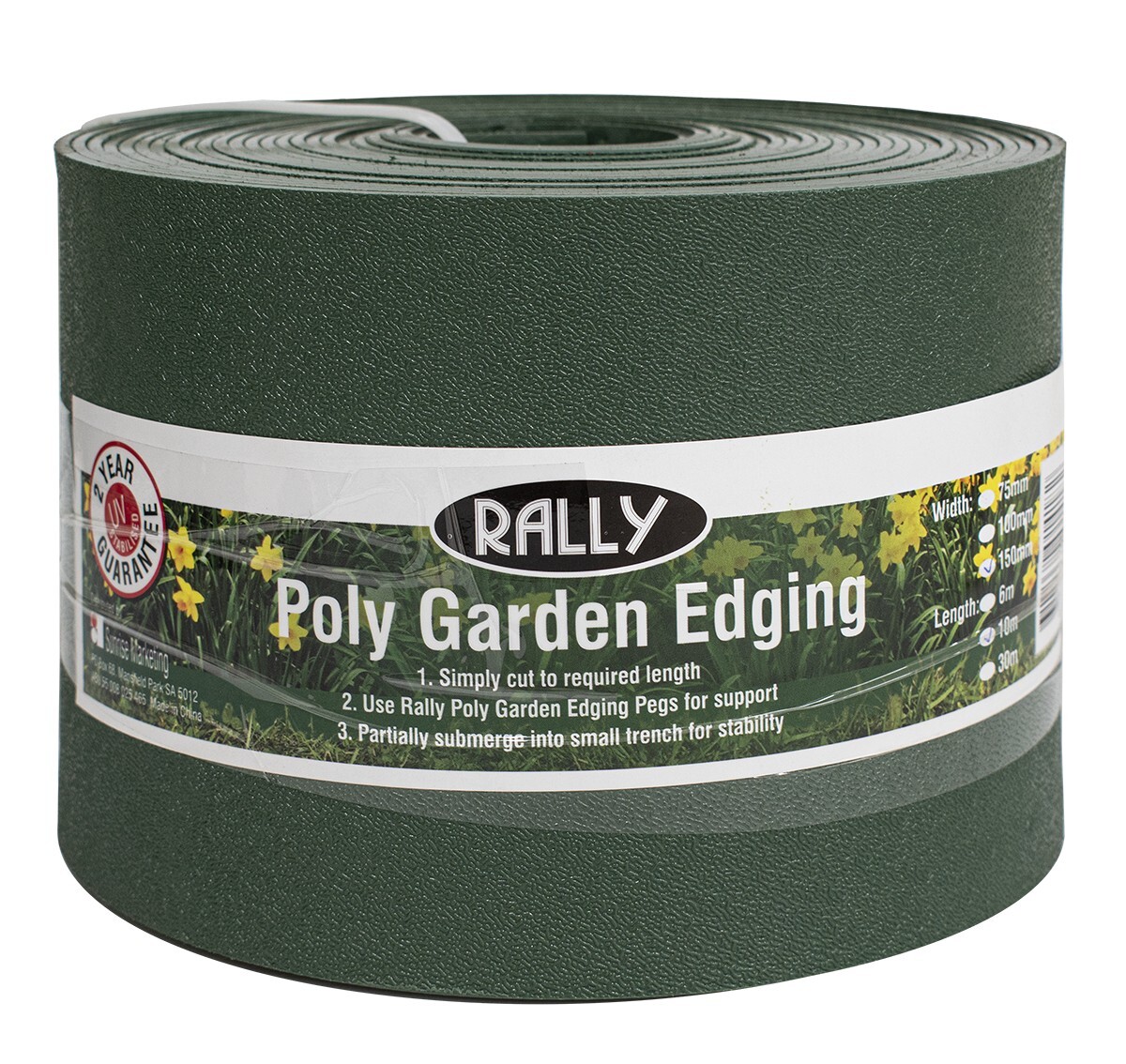 Rally Plastic Garden Edging - Green - 150mm x 10m