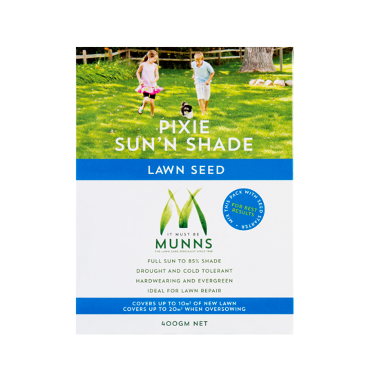 Munns Pixie Sun N Shade Lawn Seed 400g