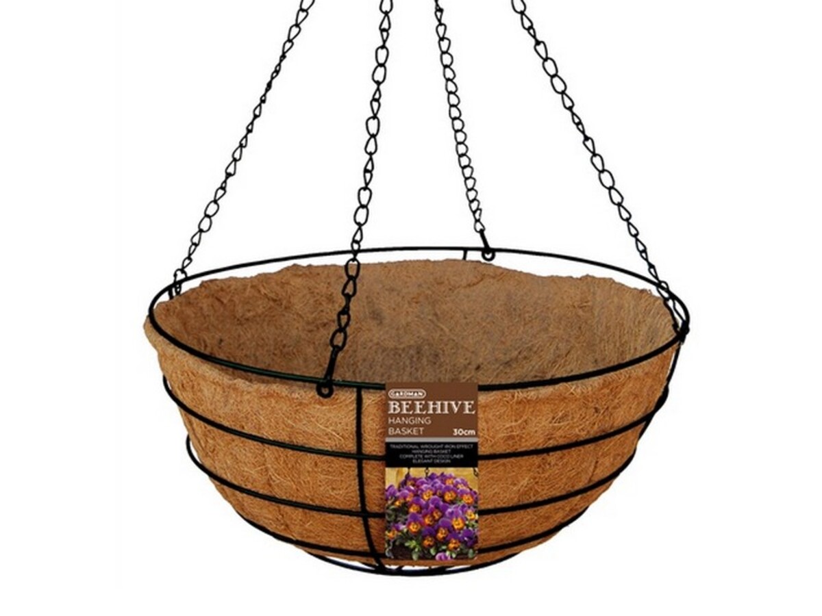 Gardman Beehive Hanging Basket - 30cm - Black