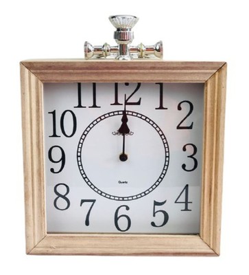 LH Oak Square Digit Clock 25cm - White