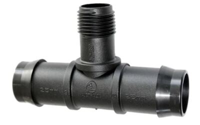 HR 19mm Threaded Tee with 15mm BSP Male